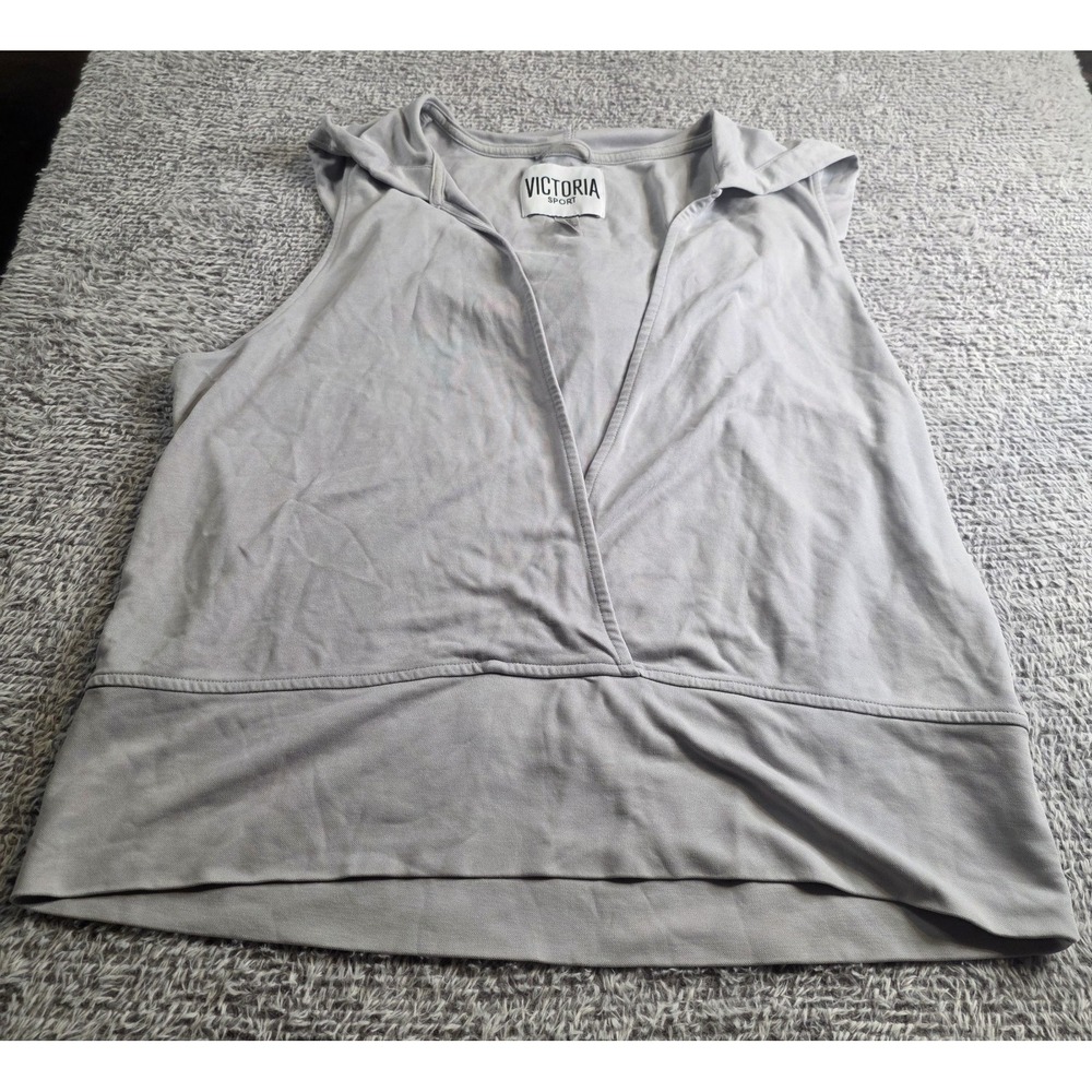 Victoria's Secret VSX Sport Sleeveless V Neck Pullover Hoodie Gray Size M